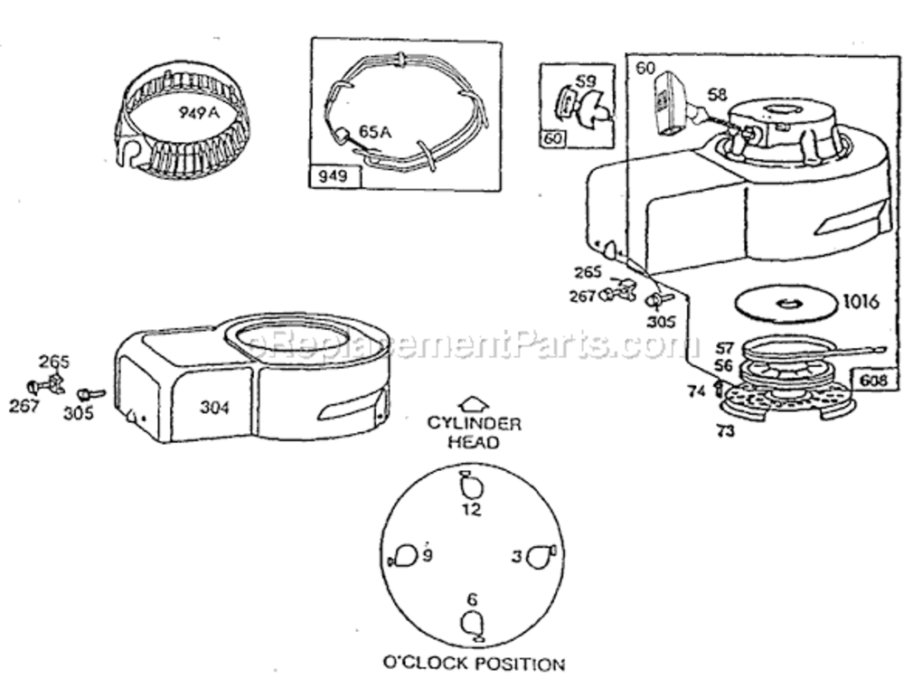 Page D Diagram and Parts List for 92500  Briggs and Stratton Engine